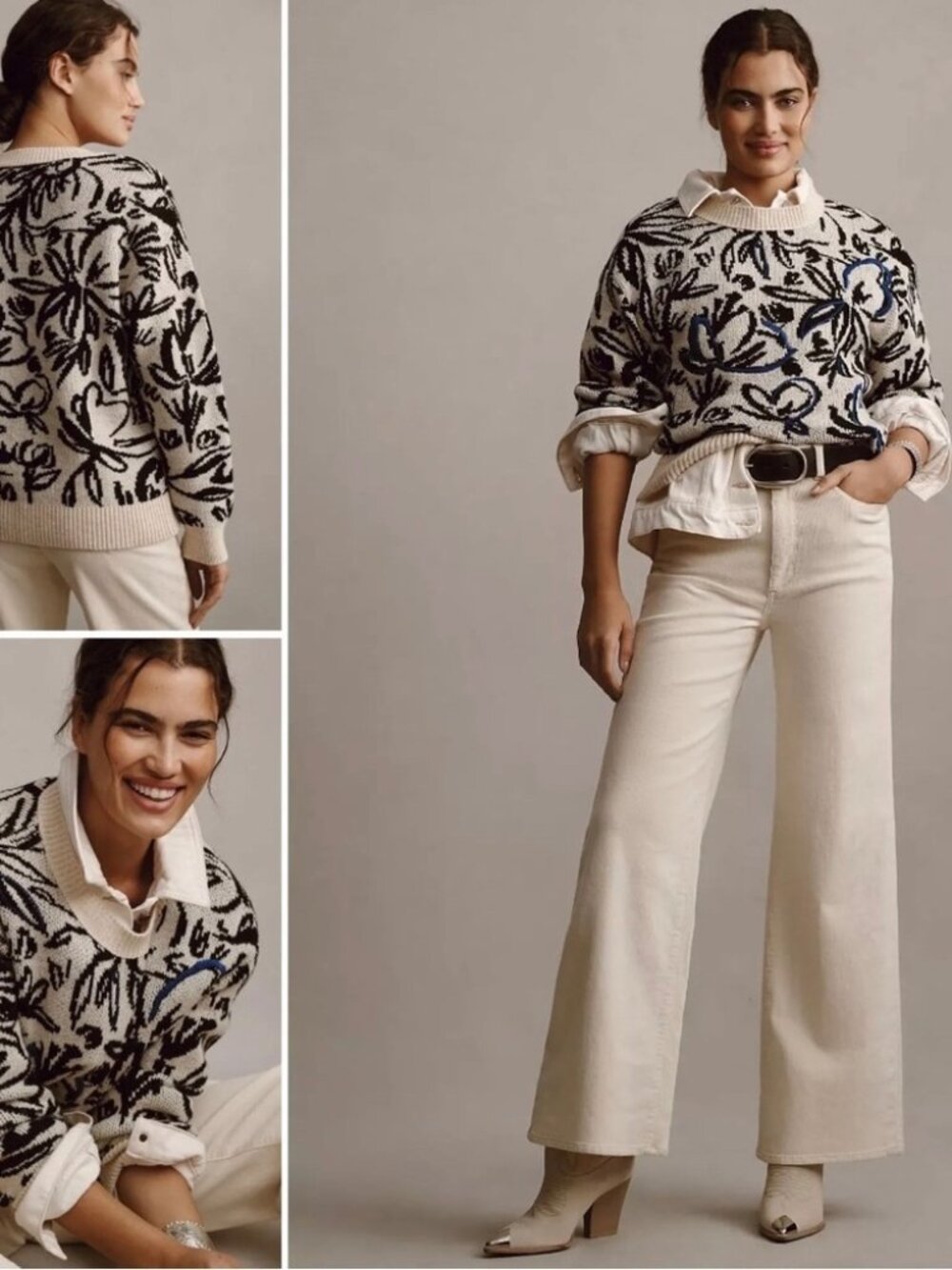 NWOT Anthropologie Floral Pop Sweater size- MEDIUM